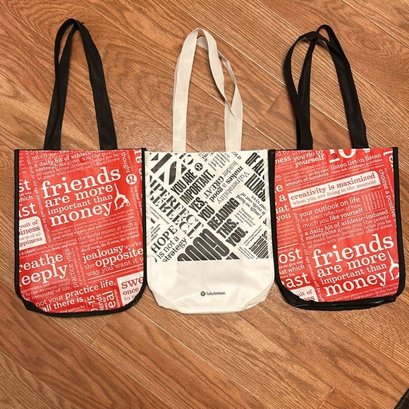 LULULEMON Reusable Red & White and White & Black Totes Bundle ~ EUC - Picture 3 of 3